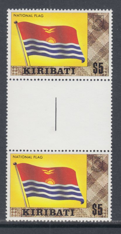 Kiribati Sc 340c MNH. 1980 $5 Flag, gutter pair, top value to set.