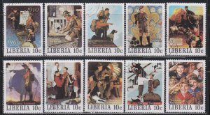 Liberia,  Norman Rockwell, Scouting (SC# 854a-854j) CTO SET