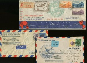 3 Nice HONG KONG TO GUAM FIRST FLIGHT COVERS FROM 1937 CHINA CLIPPER FAM 14