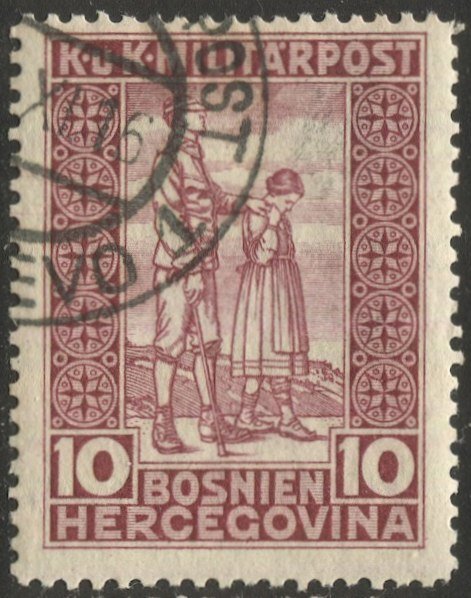 BOSNIA HERZEGOVINA  Austria 1916 Sc B10 Used 10h + 2h