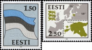 Estonia 1991 MNH Stamps Scott 209-210 Flag Map Coat of Arms