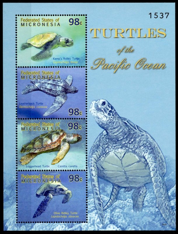 Micronesia Stamps 2009 MNH Turtles of Pacific Ocean Leatherback Turtle 4v M/S 