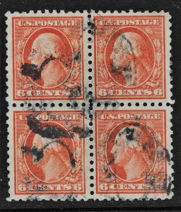 US 1916 Sc. 468 used block of 4, VF centering, Cat. Val. $70.00