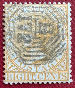 MALAYA Straits Settlements 1867-72 QV 8c CC Used SG#14 M5458