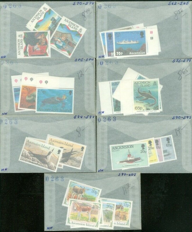 EDW1949SELL : ASCENSION 1993-94 7 Different VF, MNH Complete sets. Scott Cat $70