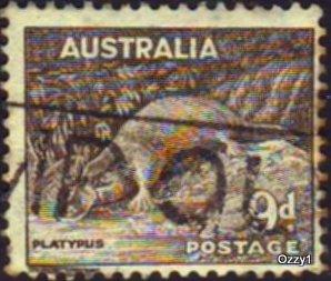 Australia 1943 Sc#174, SG#191 9d Brown Platypus USED.