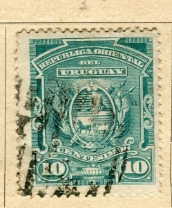 URUGUAY; 1889 early classic Perf issue fine used 10c. value