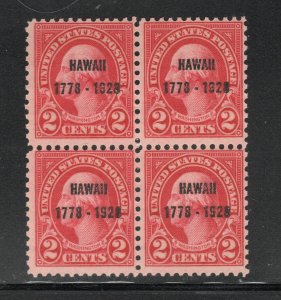 SCOTT # 647  Hawaii   unused OG MNH  block of 4