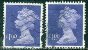GREAT BRITAIN SG-Y1725, SCOTT # MH-279 MACHIN, USED, 2 STAMPS, GREAT PRICE!