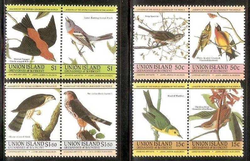 Grenadines of St. Vincent  - Union Island 1985 J. Audubon's Birds Paintings S...