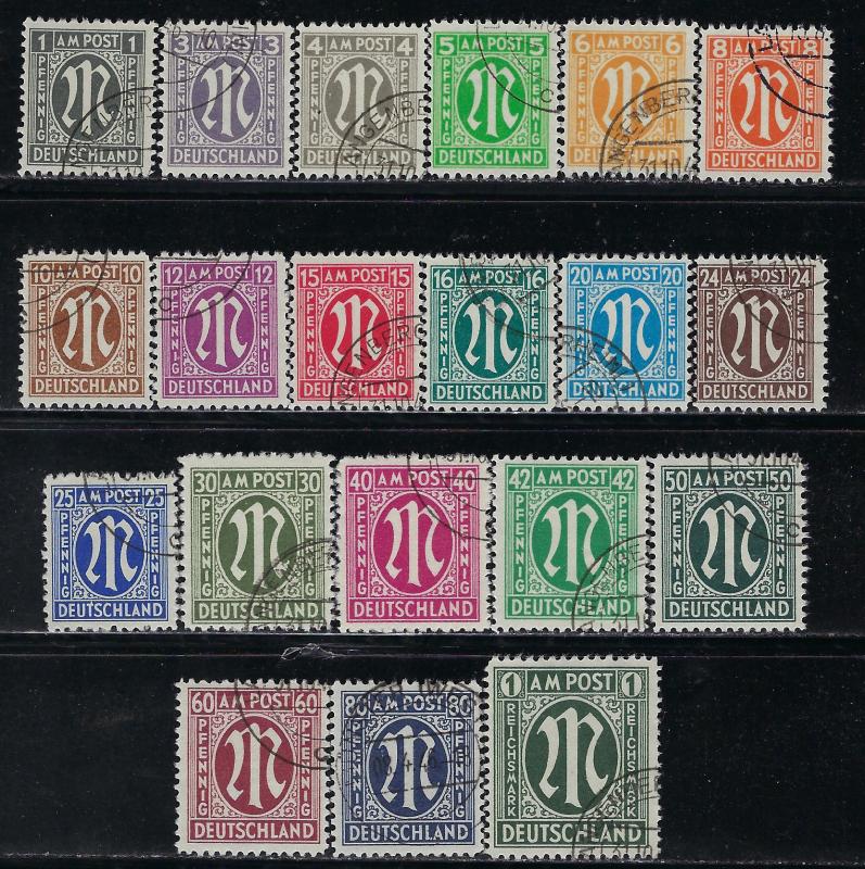 Germany AM Post Scott # 3N1 - 3N20, used, cpl. set