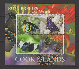 Cook Is. #1628e (2020 Butterflies low value souvenir sheet of 4) VFMNH CV $17.50