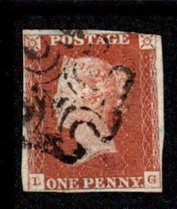 Great Britain #3 Maltese Cross Cancel Lettered LG USD 22.00
