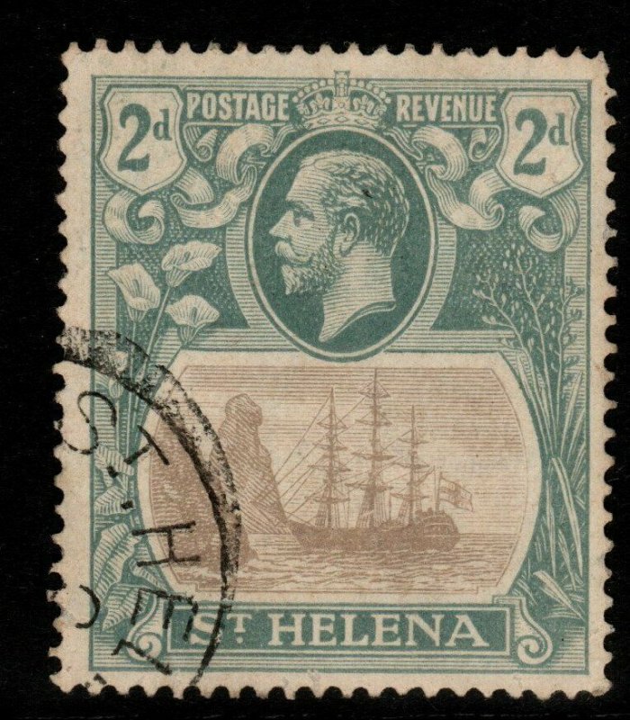 ST.HELENA SG100a 1923 2d GREY & SLATE BROKEN MAINMAST FINE USED 