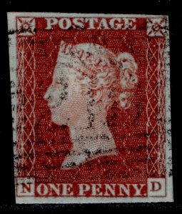 GB QV SG8, 1d red-brown PLATE 48, FINE USED. Cat £45. ND