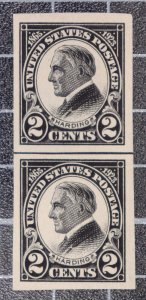 Scott 611 - 2 Cents Harding - MNH - Imperf Pair Guideline SCV - $20.00