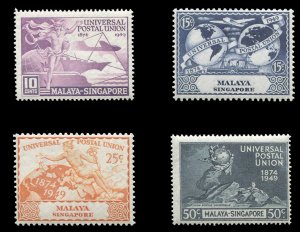 Singapore #23-26 (SG 33-36) Cat£17, 1949 UPU, set of four, hinged