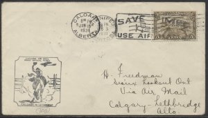 1931 Twice Used Flight Cover Calgary-Lethbridge Winnipeg-Pembina 3101b #3105 #C2