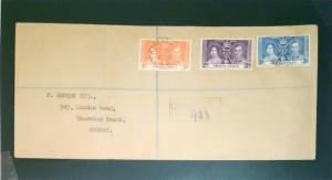 Sierra Leone 1937 Coronation FDC / Registered / Light Fold - Z2622