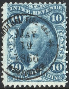 R32c 10¢ Revenue: Bill of Lading (1862) Used/CDS