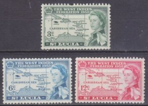 1958 St Lucia 159-161 MLH Queen Elizabeth II - British Caribbean Federation