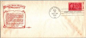 1946 Franklin D. Roosevelt 2c Sc 931-130 FDC with PentArts cachet