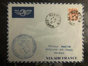 1939 Hanoi Laos Saigon Vietnam First Flight Cover 150 Flown via Air France FFC