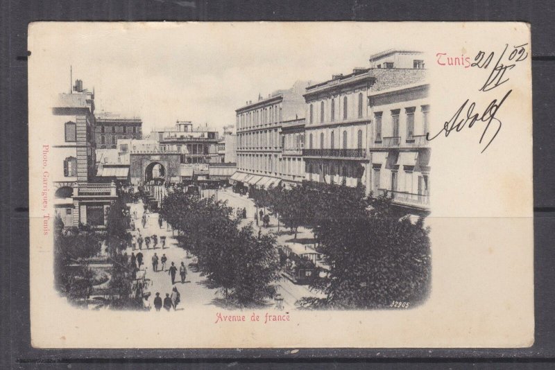 TUNISIA, 1902 ppc. Tunis, Avenue de France, 5c. Tunis to Austria.