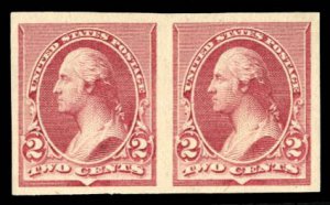 United States, 1890-93 #219DP5 Cat$80, 1890 2c lake, imperf. plate proof, hor...