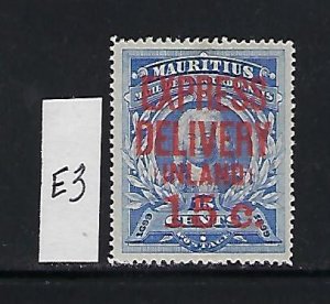 MAURITIUS SCOTT #E3 1904 SPECIAL DELIVERY SURCHARGE - MINT HINGED