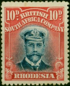 Rhodesia 1913 10d Deep Blue & Carmine-Red SG231 Die II Fine MM (3)