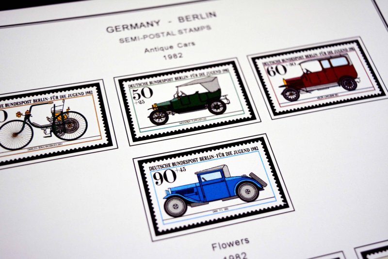 COLOR PRINTED GERMANY BERLIN 1948-1990 STAMP ALBUM PAGES (76 illustrated pages)