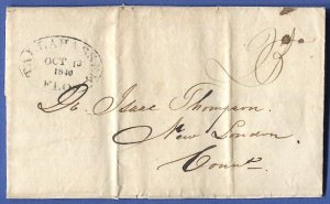 FLORIDA Stampless Territory 1840 TALLAHASEE oval postmark to New London, CT