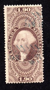 Revenue Stamp  Scott # R80c  used CV = $ 200.00    Lot 190149