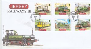 Jersey 2009  Railway Set of 6 on official FDC