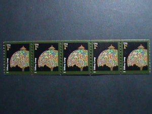 ​UNITED STATES-2003-SC#  3749- TIFFANY  LAMP MNH -STRIP OF 5 COIL STAMPS- VF