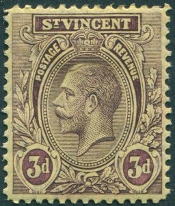 St Vincent 1913 3d purple on yellow SG112 unused