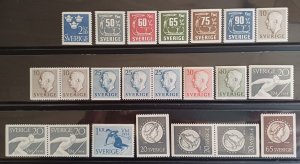 Sweden 1954 year set cpl including all pairs. MNH