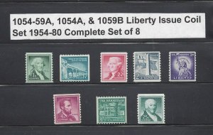 US Scott #1054-1059A, 1054b, & 1059A / Regular Liberty Issue Coils  MNH