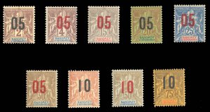 French Colonies, Dahomey #32-41 Cat$24, 1912 Surcharges, complete set, hinged