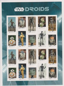 U.S.: Sc #5573-82, Droids, Forever Stamps, MNH, Sheet of 20