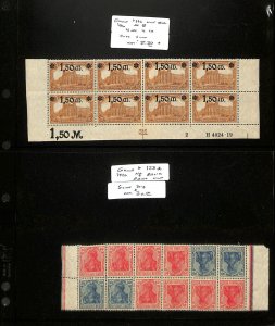 Germany, Postage Stamp, #116 Block Eight Mint LH, 123d Booklet Pane MNH, 1920