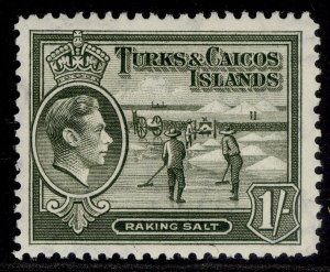 TURKS & CAICOS ISLANDS GVI SG202a, 1s grey-olive, M MINT.