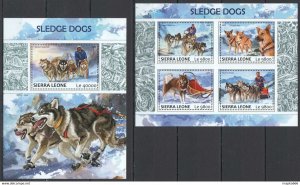 2017 Sierra Leone Sledge Dogs Transport Animals #8640-3+Bl1257 ** Fd0063