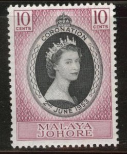 Malaya Jahore Scott 155 MH* QE2 Coronation 1953