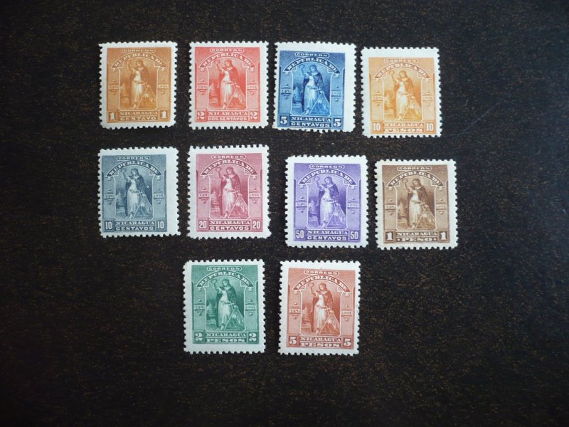 Stamps - Nicaragua - Scott# 61-70 - Mint Hinged Set of 10 Stamps