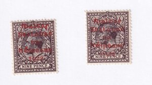 IRELAND Sct # 32-33 VF-MLH KGV 9d WITH GAELIC O/PRINTS CAT VALUE $42+