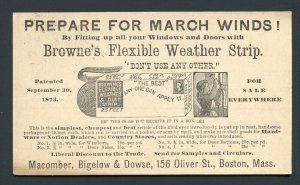 1879 Weather Strip Advertising - New York, NY to Milton Mills, New Hampshire