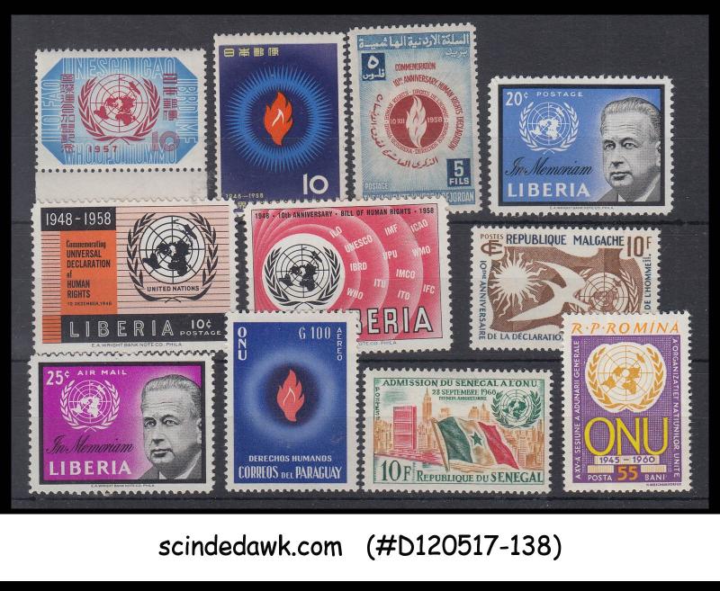 SELECTED STAMPS OF HUMAN RIGHTS - Different Coountries - 11V MNH