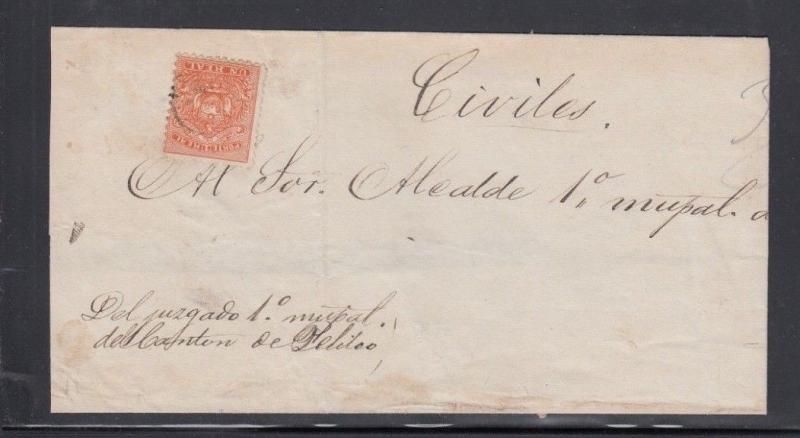 Ecuador Cover Folded Envelope 1874 Scott #10